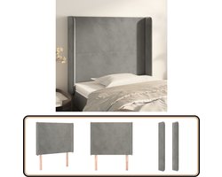 vidaXL Hoofdbord - Lichtgrijs - Fluweel - 93x16x118/128 cm Hoofd Bord - Hoofdeinde - Beddengoed - Slaap Accessoires - Luxe Bed