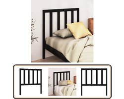 vidaXL Hoofdbord - Massief Grenenhout - Zwart Houten Hoofdbord - Hoofdbord Voor Bed - Zwarte Hoofdbord - Massief Grenenhout - Hoofdbord Met Steun