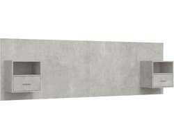 vidaXL - Hoofdbord - met - kastjes - bewerkt - hout - betongrijs