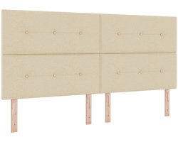 vidaXL - Hoofdbord - Met - Knopen - Crème - 200 - cm - Stof