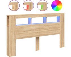 vidaXL - Hoofdbord - met - LED - 180x18,5x103,5 - cm - bewerkt - hout - sonoma - eiken