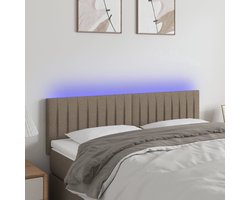 vidaXL Hoofdbord Met Led - Hoofd Bord Led - Hoofdbord LED 144x5x78/88 cm stof taupe - Beddecoratie - Slaapkamersfeer - Led Lampjes
