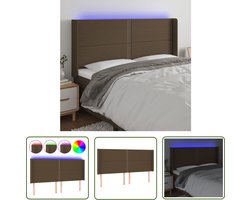 vidaXL Hoofdbord Met Led - Hoofd Bord Led - Hoofdbord LED 203x16x118/128 cm stof donkerbruin - Headboard Met Licht - Led Lamp Op Hoofdboard - Slaapkamers Decoratie