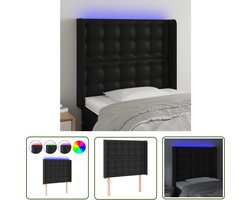 vidaXL Hoofdbord Met Led - Hoofd Bord Led - Hoofdbord LED 93x16x118/128 cm kunstleer zwart - Hoofdbord Zwart - Leder Look Hoofdbord - Hoofdbord Elektrisch Verstelbaar