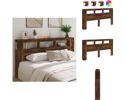 vidaXL Hoofdbord Met LED - Hoofdborden Met LED - Hoofdbord - Hoofdbord Bed - Hoofdeinde met LED 200x18,5x103,5 cm bewerkt hout gerookt eiken