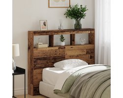 vidaXL - Hoofdbord - met - plank - Oud - Hout - 120 - x - 17 - x - 102 - cm - Bewerkt - hout