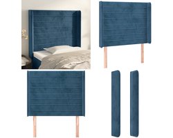 vidaXL Hoofdbord met randen 103x16x118/128 cm fluweel donkerblauw - Hoofdbord - Hoofdborden - Hoofdeinde - Houten Hoofdbord