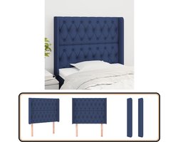 vidaXL Hoofdbord met randen - 103x16x128 cm - Blauw Hoofd Bord - Hoofdborden - Beddecoratie - Slaapkamers - Blauwe Kamer