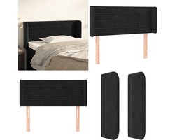 vidaXL Hoofdbord met randen 103x16x78/88 cm fluweel zwart - Hoofdbord - Hoofdborden - Hoofdeinde - Houten Hoofdbord