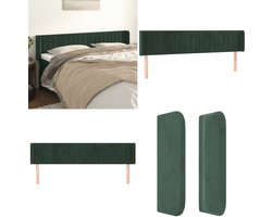 vidaXL Hoofdbord met randen 163x16x78/88 cm fluweel donkergroen - Hoofdbord - Hoofdborden - Hoofdeinde - Houten Hoofdbord
