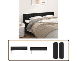 vidaXL Hoofdbord met randen - 163x16x78/88 cm - Zwart Klassieke Hoofdbord - Hoofdbord Zwart - Kunstleder Hoofdbord - Bedhoofd - Beddecoratie