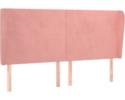 vidaXL - Hoofdbord - met - randen - 163x23x118/128 - cm - fluweel - roze