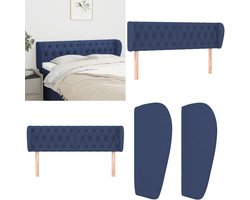 vidaXL Hoofdbord met randen 163x23x78/88 cm stof blauw - Hoofdbord - Hoofdborden - Hoofdeinde - Houten Hoofdbord