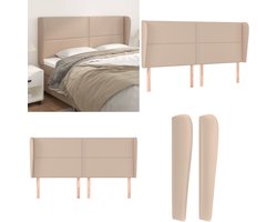 vidaXL Hoofdbord met randen 183x23x118/128cm kunstleer cappuccinokleur - Hoofdbord - Hoofdborden - Hoofdeinde - Houten Hoofdbord