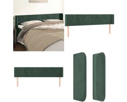 vidaXL Hoofdbord met randen 203x16x78/88 cm fluweel donkergroen - Hoofdbord - Hoofdborden - Hoofdeinde - Houten Hoofdbord