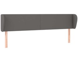 vidaXL - Hoofdbord - met - randen - 203x23x78/88 - cm - kunstleer - grijs