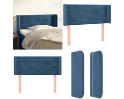 vidaXL Hoofdbord met randen 93x16x78/88 cm fluweel donkerblauw - Hoofdbord - Hoofdborden - Hoofdeinde - Houten Hoofdbord