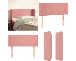 vidaXL Hoofdbord met randen 93x16x78/88 cm fluweel roze - Hoofdbord - Hoofdborden - Hoofdeinde - Houten Hoofdbord