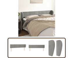 vidaXL Hoofdbord met randen - Fluweel - Lichtgrijs Hoofd Bord - Hoofdkussen - Beddengoed - Klassiek Interieur - Luxe Kamer