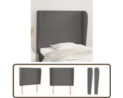 vidaXL Hoofdbord met Randen - Grijs - Kunstleer Hoofd Bord - Hoofdkussen - Beddecoratie - Slaap Accessoires - Leder Look