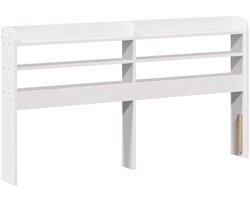 vidaXL - Hoofdbord - met - schappen - 140 - cm - massief - grenenhout - wit