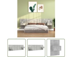 vidaXL Hoofdbord - Nachthaven - Hoofdbord met kastjes bewerkt hout betongrijs - Wandmontage - Beton Grijs - Houten Meubels