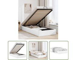 vidaXL Hoofdbord - Slaapcomfort - Bedframe zonder matras 100x200 cm kunstleer wit - Bed Frame - Boxspring Alternatief - Opbergruimte