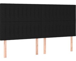 vidaXL - Hoofdbord - zwart - 160x5x118/128 - cm - stof