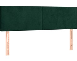 vidaXL - Hoofdborden - 144x5x78/88 - cm - fluweel - donkergroen