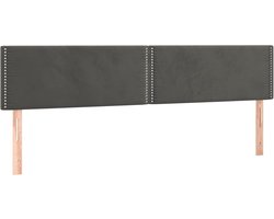vidaXL - Hoofdborden - 160x5x78/88 - cm - fluweel - donkergrijs