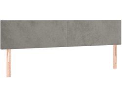 vidaXL - Hoofdborden - 160x5x78/88 - cm - fluweel - lichtgrijs