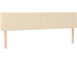 vidaXL - Hoofdborden - 180x5x78/88 - cm - stof - crèmekleurig
