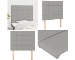 vidaXL Hoofdborden 2 st 100 x 5 x 78/88 cm stof lichtgrijs - Hoofdbord - Hoofdborden - Hoofdeinde - Houten Hoofdbord