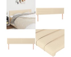 vidaXL Hoofdborden 2 st 100x5x78/88 cm stof crèmekleurig - Hoofdbord - Hoofdborden - Hoofdeinde - Houten Hoofdbord
