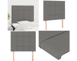 vidaXL Hoofdborden 2 st 100x5x78/88 cm stof donkergrijs - Hoofdbord - Hoofdborden - Hoofdeinde - Houten Hoofdbord