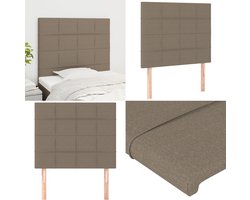vidaXL Hoofdborden 2 st 100x5x78/88 cm stof taupe - Hoofdbord - Hoofdborden - Hoofdeinde - Houten Hoofdbord