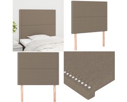 vidaXL Hoofdborden 2 st 90x5x78/88 cm stof taupe - Hoofdbord - Hoofdborden - Hoofdeinde - Houten Hoofdbord
