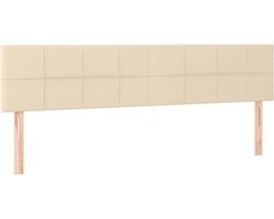 vidaXL - Hoofdborden - 200x5x78/88 - cm - stof - crèmekleurig