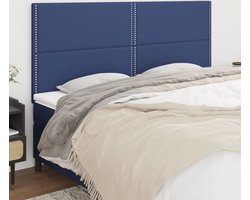 vidaXL Hoofdborden 4 st 100x5x78/88 cm stof blauw - Hoofdbord - Hoofdborden - Hoofdeinde - Houten Hoofdbord