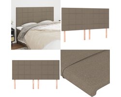vidaXL Hoofdborden 4 st 100x5x78/88 cm stof taupe - Hoofdbord - Hoofdborden - Hoofdeinde - Houten Hoofdbord