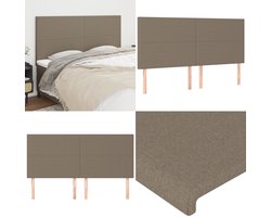 vidaXL Hoofdborden 4 st 100x5x78/88 cm stof taupe - Hoofdbord - Hoofdborden - Hoofdeinde - Houten Hoofdbord