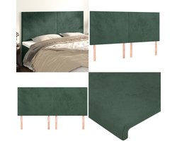 vidaXL Hoofdborden 4 st 80x5x78/88 cm fluweel donkergroen - Hoofdbord - Hoofdborden - Hoofdeinde - Houten Hoofdbord