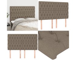vidaXL Hoofdborden 4 st 80x7x78/88 cm stof taupe - Hoofdbord - Hoofdborden - Hoofdeinde - Houten Hoofdbord