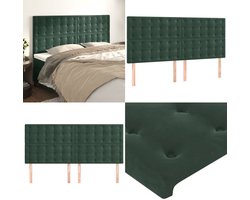 vidaXL Hoofdborden 4 st 90x5x78/88 cm fluweel donkergroen - Hoofdbord - Hoofdborden - Hoofdeinde - Houten Hoofdbord