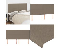 vidaXL Hoofdborden 4 st 90x5x78/88 cm stof taupe - Hoofdbord - Hoofdborden - Hoofdeinde - Houten Hoofdbord