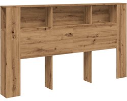 vidaXL - Hoofdbordkast - 180x18,5x102,5 - cm - bewerkt - hout - artisanaal - eiken