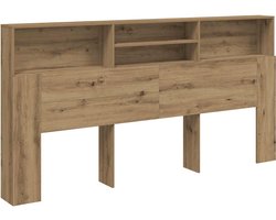 vidaXL - Hoofdbordkast - 200x19x103,5 - cm - bewerkt - hout - artisanaal - eiken