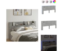 vidaXL Hoofdbordkast - Hoofdbordkasten - Hoofdbord Kast - Hoofdbord Kast Bed - Hoofdbordkast met LED-verlichting 220x16,5x103,5 cm betongrijs