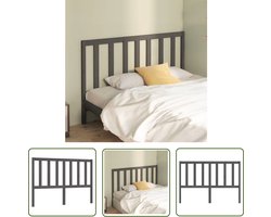 vidaXL Hoofdeinde - Hoofd Bord - Hoofdbord 146x4x100 cm massief grenenhout grijs - Houten Hoofdbord - Grieze Hoofdbord - Bedroom Decor
