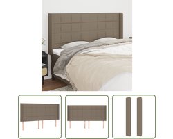 vidaXL Hoofdeinde - Hoofd Bord - Hoofdbord met randen 203x16x118/128 cm stof taupe - Beddecoratie - Slaapkamers - Klassiek Design